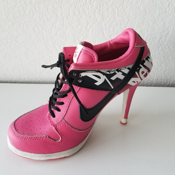 Nike dew the dunk pink high heels sneakers 8.5 Nike dew the dunk pink high heels sneakers 8.5